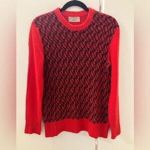 Vintage Schiatti & C England 100% Cashmere Red Black Pattern Sweater Womens M